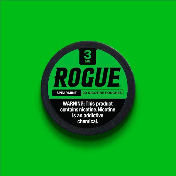 Rogue Spearmint 3mg nicotine pouch can (image: official brand site)