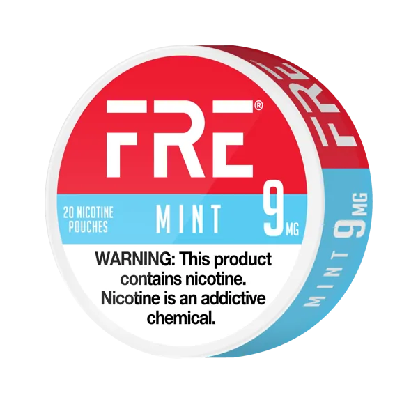 FRE Mint 9mg nicotine pouch can — angle view