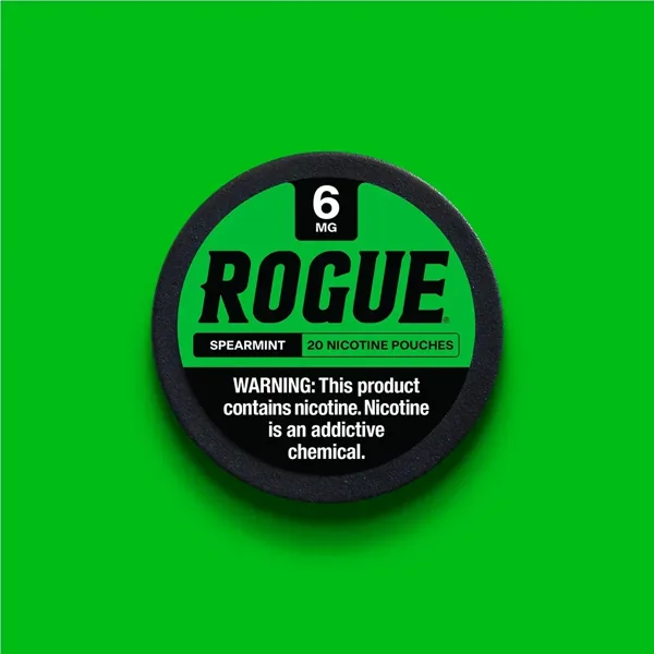 Rogue Spearmint 6mg nicotine pouch can (image: official brand site)